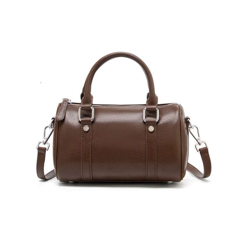 Top Grain Vegetable Tanned Leather Boston Pillow Bag, Large Capacity Commute Bag, Casual Shoulder Crossbody Bag, Foreign Trade Hot Sale SENYY