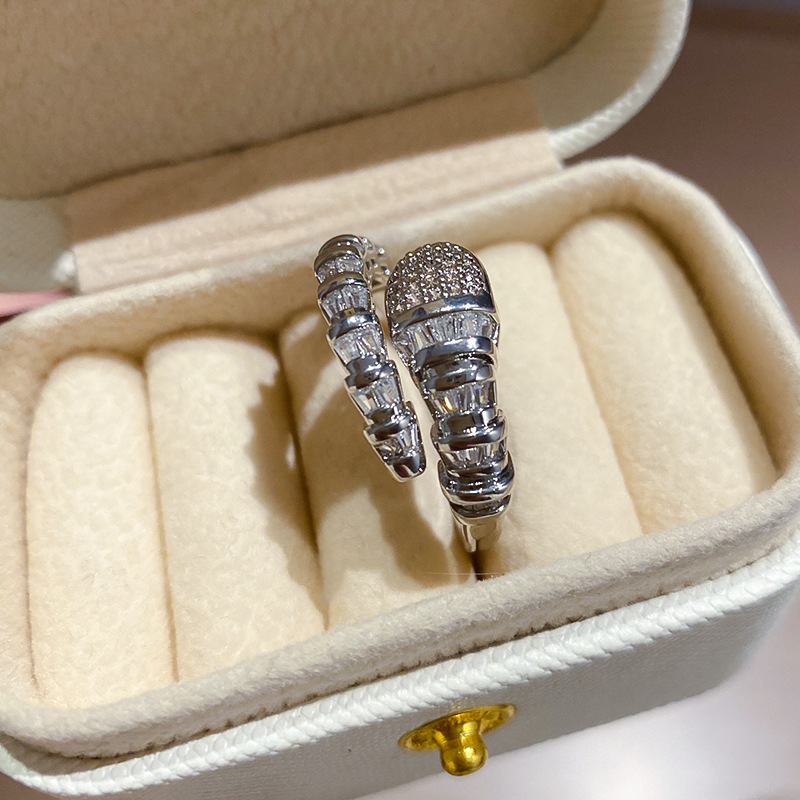 Snake-shaped zircon open fashionable and elegant index finger ring, light luxury with a high-end feel, versatile for daily wear, niche jewelry wholesa - view 8