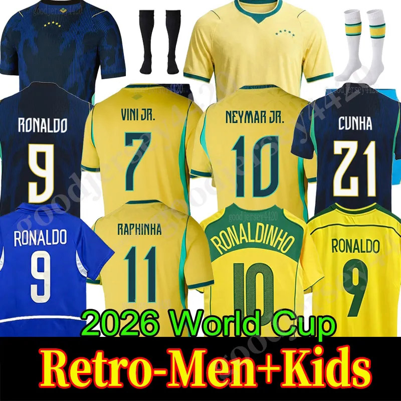 brazil jersey Brasil Soccer Jerseys World Cup 2026 retro Football tops Shirt VINI JR CUNHA PELE Vintage NEYMAR Ronaldinho camisa de futebol Kids kit maillot foot Kits