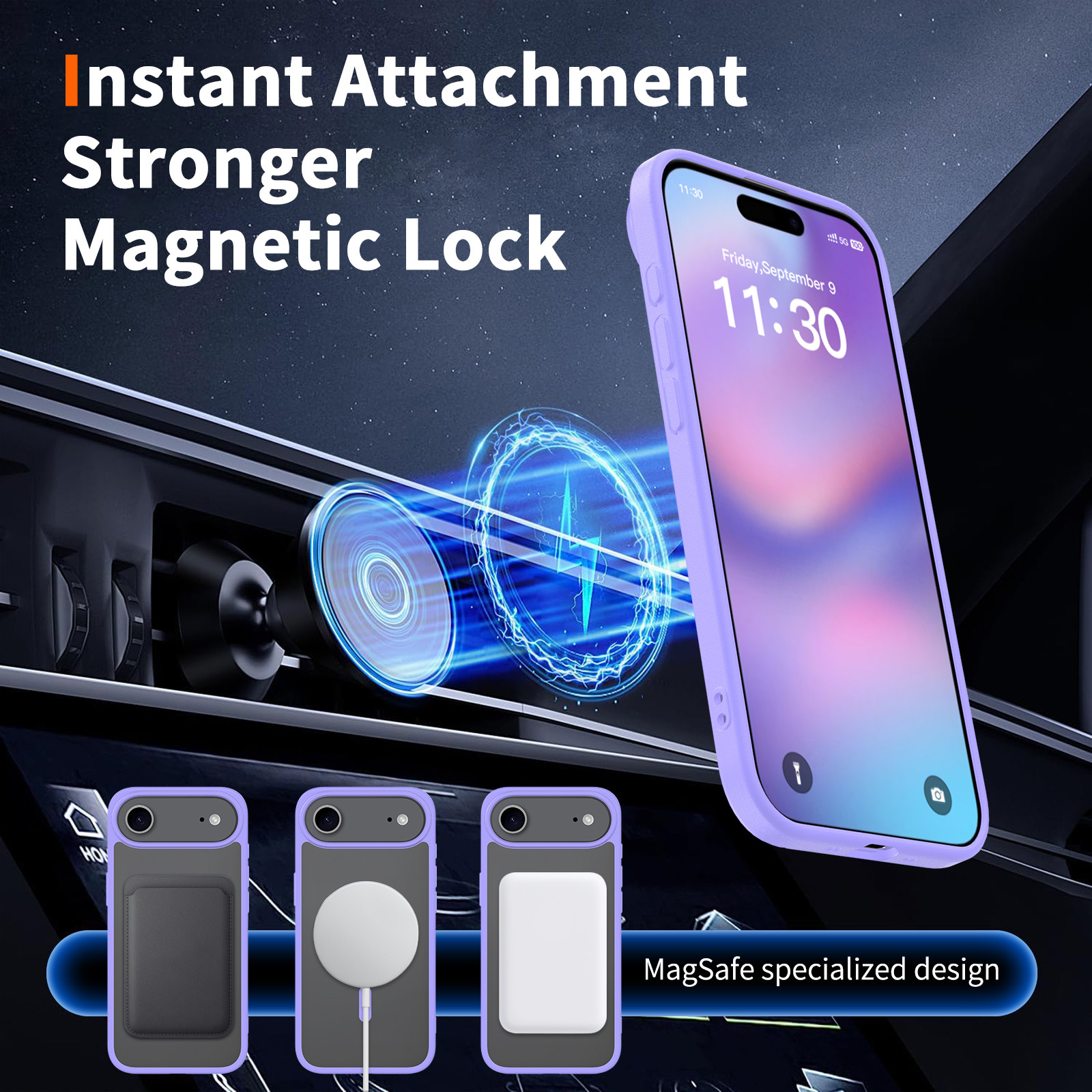 Magnetic Frosted Phone Case for iPhone , Transparent Shockproof Cover with Colored Camera Button