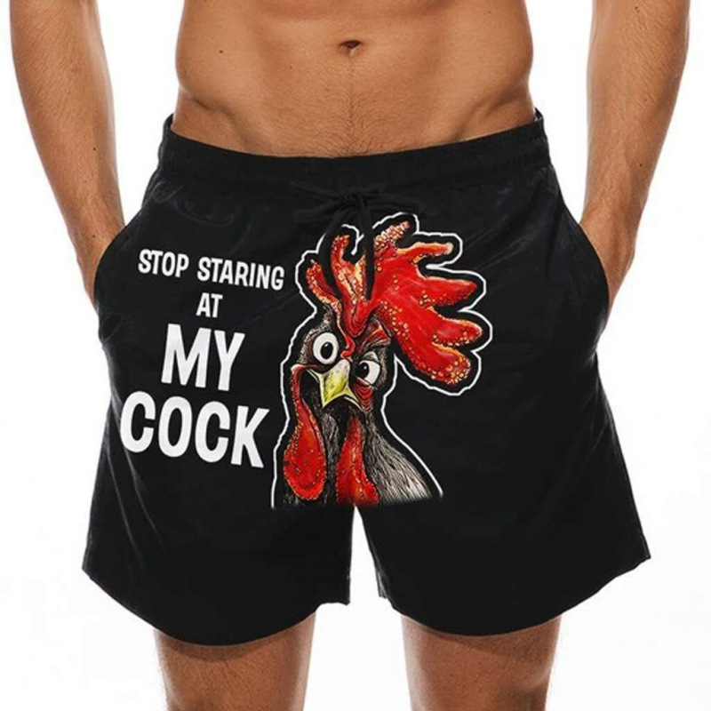 2026 Men's Board Shorts | Fun 3D Digital Printed Creative Chicken Head & Banana Pattern European-American Style Trunks
