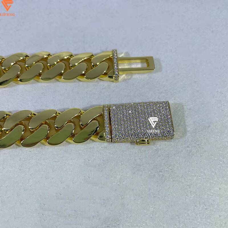 Hip Hop Men Jewelry 925 Solid Silver Vvs Moissanite Diamond Clasp 18k Pvd Gold Plated Rope Chain Necklace Cuban Link Chain