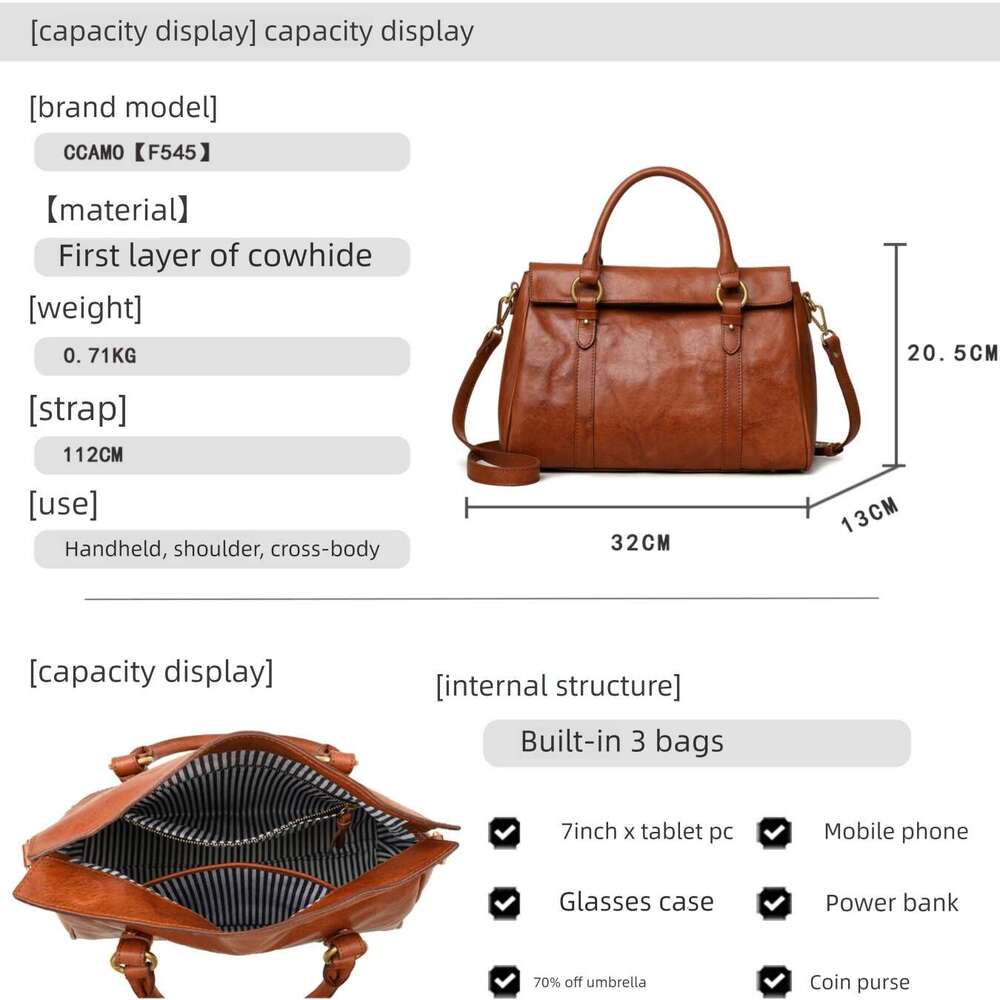 Genuine Leather Women's Bag 2026 New Design, Luxury Minimalist High-End Bag, Large Capacity Commute Shoulder Bag, Factory Wholesale Dropshipping 