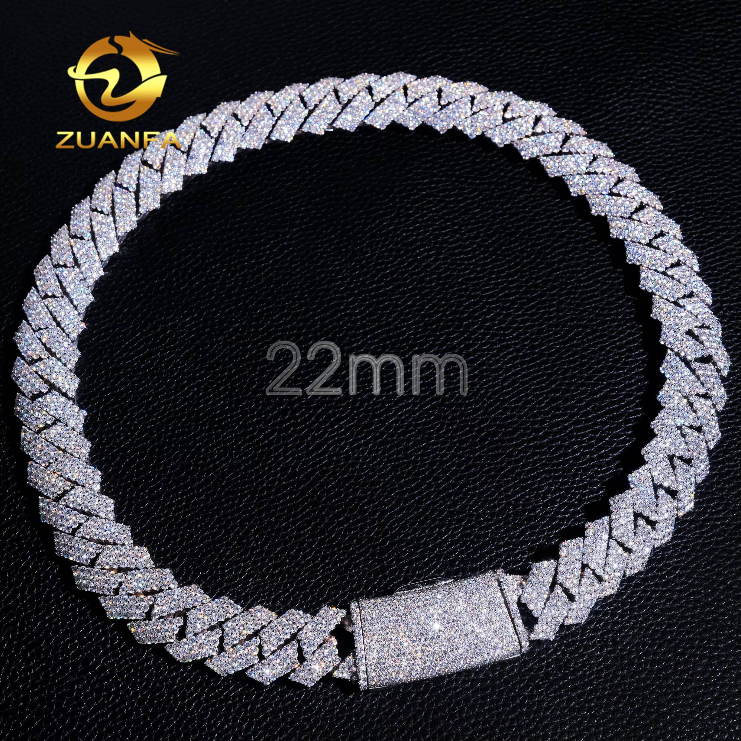 Armor Design Dragon Bone Chunky Heavy Thick 22mm Cuban Links Moissanite Prong Chain Soldier Chain Pass Diamond Tester