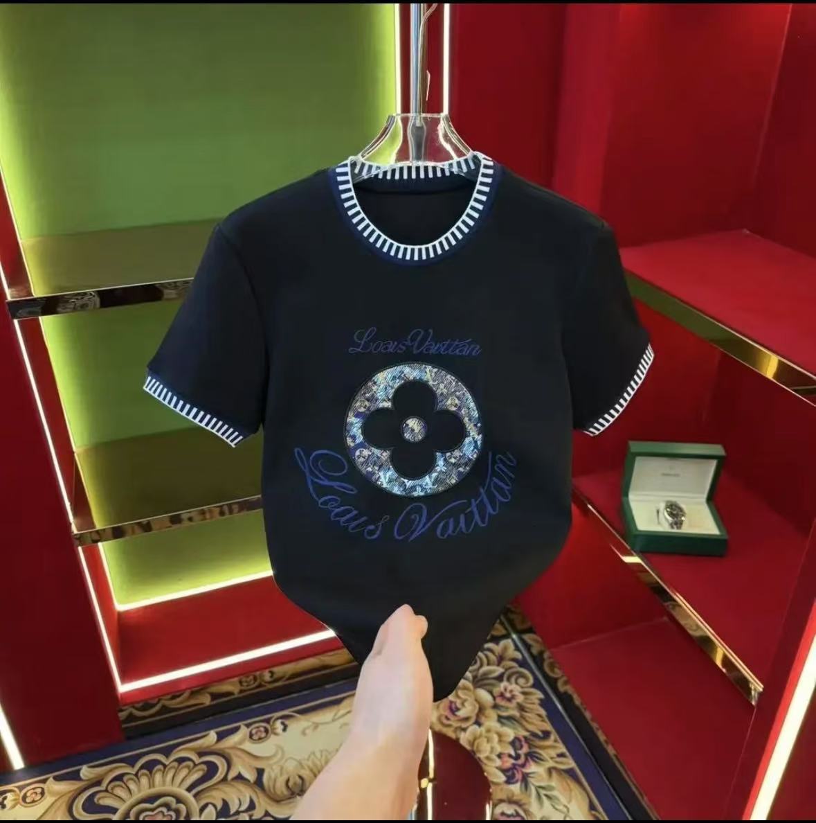 Luxury Brand Designer Men 2026 Summer New Designer Luxury Embroidered Crew Neck T-Shirt Slim Fit Fashion Short Sleeve Casual Top