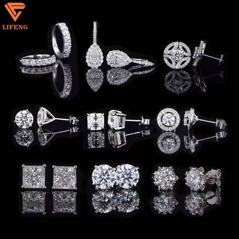 Fine Jewelry Big Earring Custom 10mm Real Diamond 925 Sterling Silver 14K 18K Gold Plated Vvs Moissanite Stud Earrings for Men