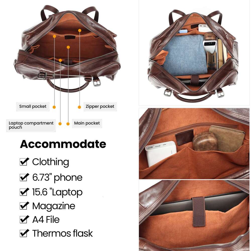 Hot Sale Genuine Leather Travel Bag, Vintage Large Capacity Men's Bag, Multifunctional Luggage, Outdoor Sports Handbag, Business Fitness Bag SENY
