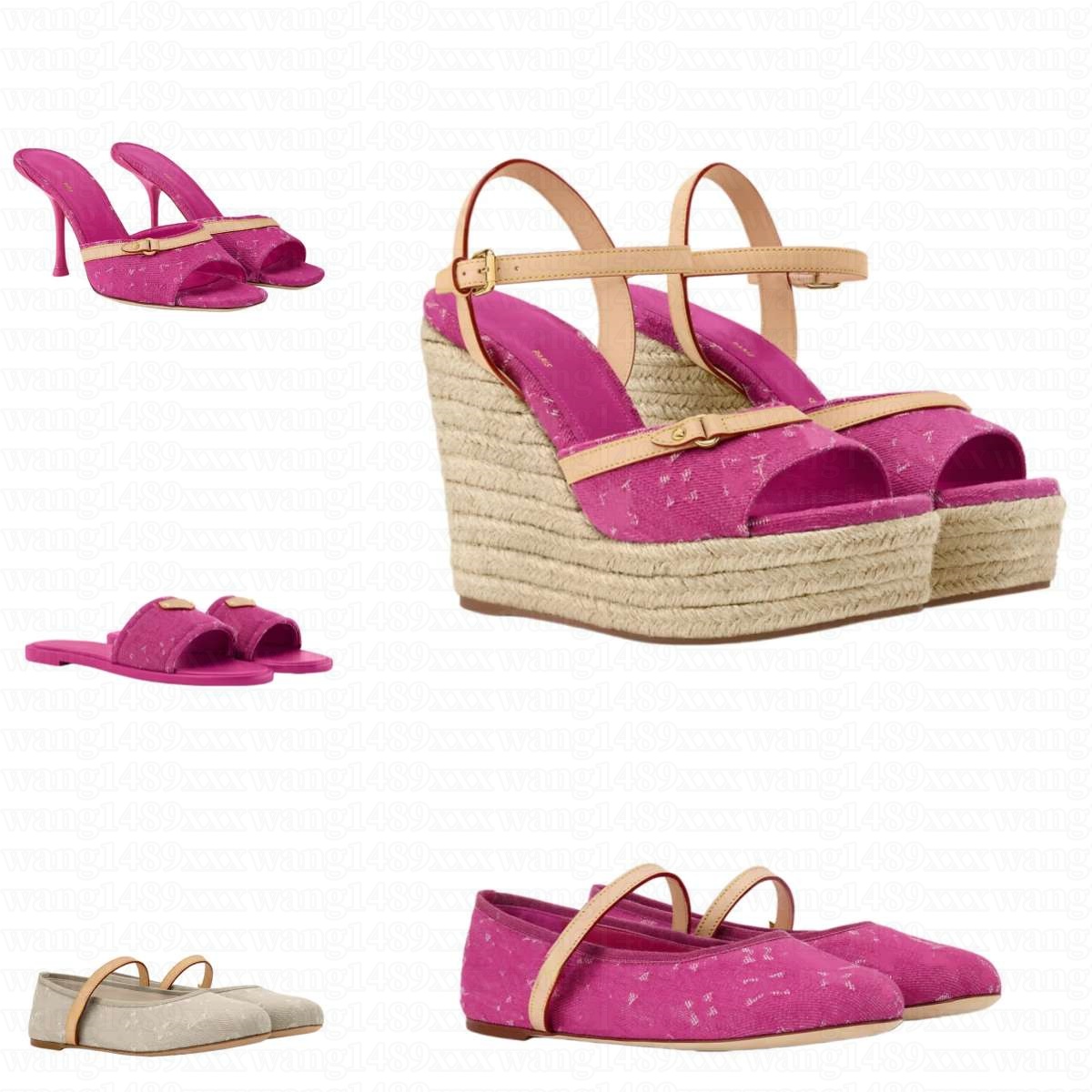 Blue Fuchsia Denim 6am mule helios wedge Sandal Sac Designer slide murakami slipper high heel for woman elegant Gladiator sandale lily flat mule Luxury Platform shoe