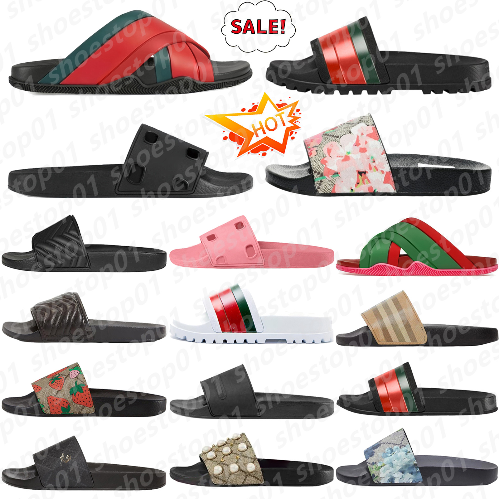 Web Slide designer slides mens sliders women slipper Pink Rubber Bloom Pursuit Pool White Interlocking Black Beige Canvas Orange Blue s9ZT#