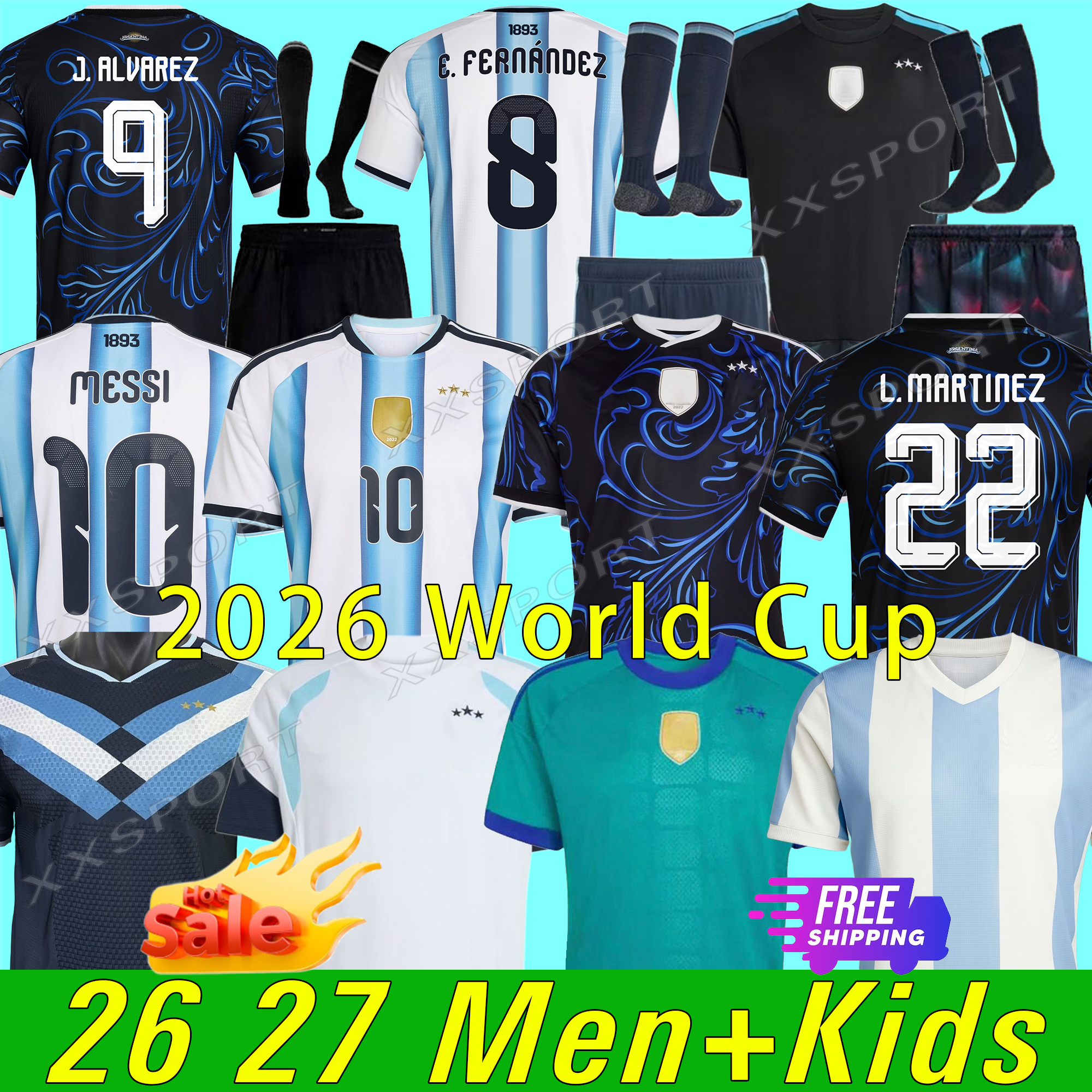 26 27 Argentinas soccer Jerseys MESSIS GARNACHO DE PAUL National Team MARTINEZ Fans Player version Maradona Football Shirt 2026 3XL 4XL Argentina Women men kids Kit
