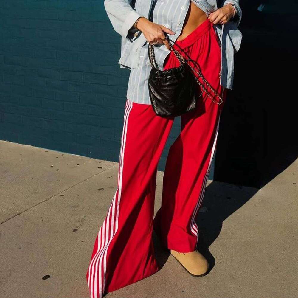 Puloru Women S Striped Sweatpants Elastic Waist Loose Fit Straight Leg Casual Long Trousers With Pockets For Streetwear Sweatpants Casual Pants Straig - view 6