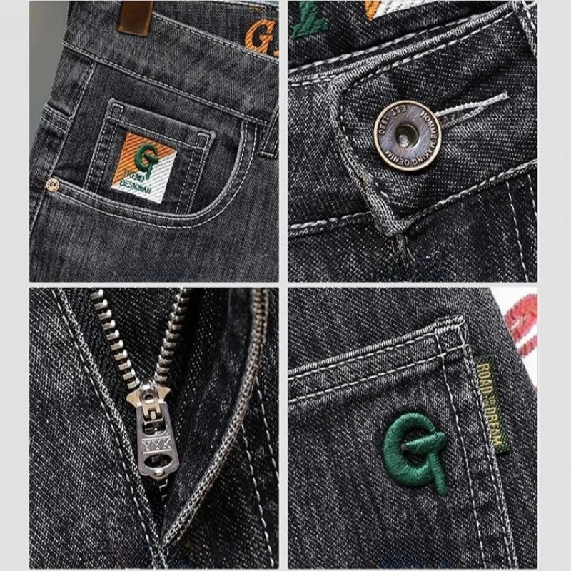 Summer Mens Embroidered Denim Shorts Straight Fashion Slim Personality Streetwear Jeans Bermuda Male Short Pants 260311