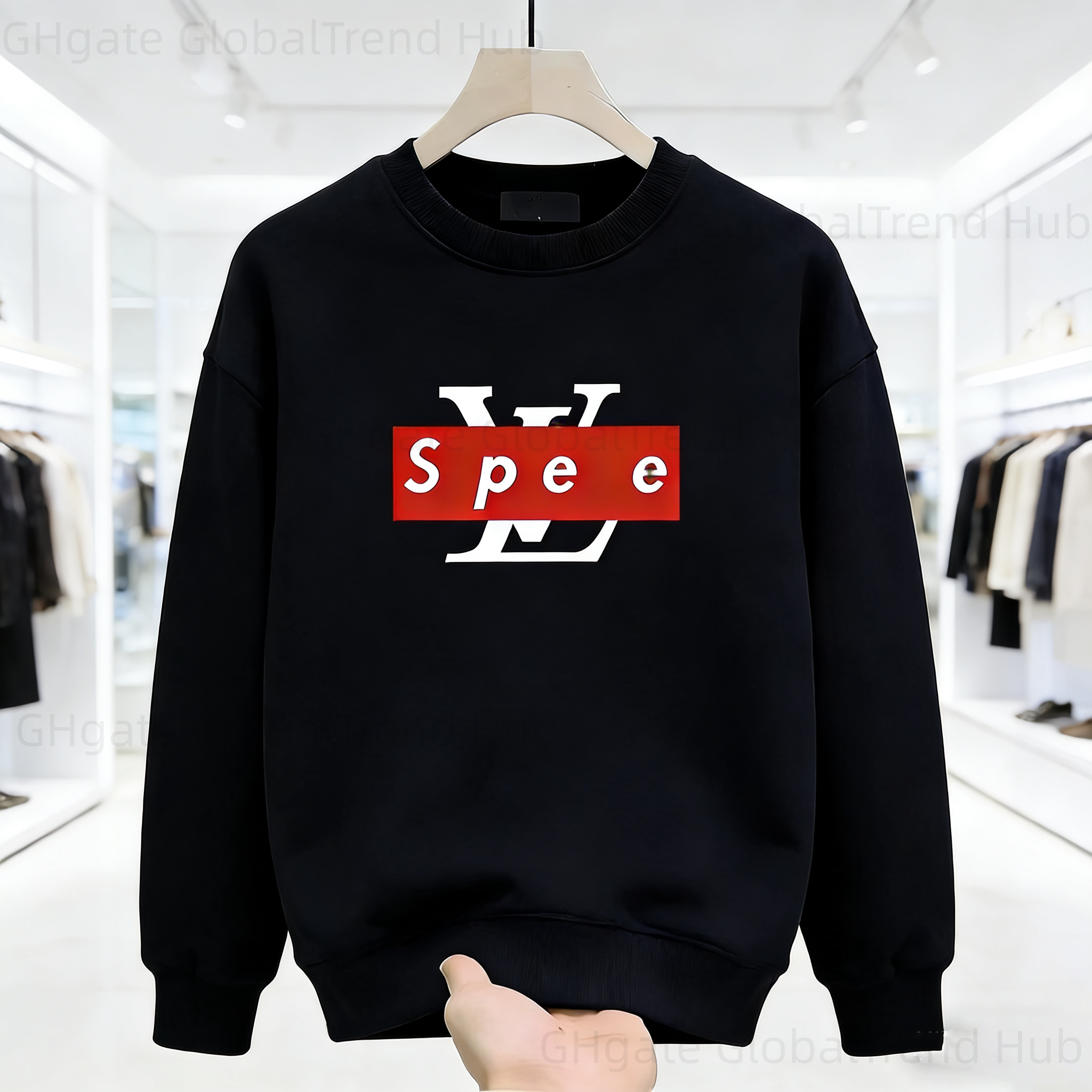 Men's Crewneck Sweatshirt, Casual Printed Pullover, Oversized Streetwear, Spring Autumn Daily Wear, Fashion Tops for Men, Breathable Cotton Blend, Hip Hop Street Style,
