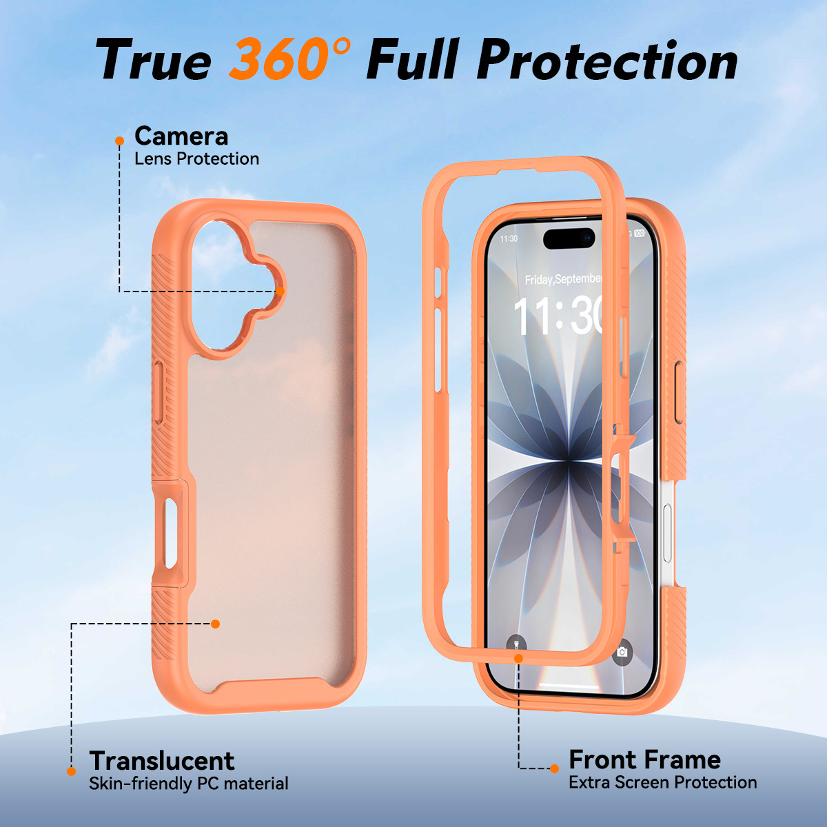 Skin-friendly 3-in-1 Phone Case for iPhone 17, Luxury Shockproof Cover for 16 Pro Max