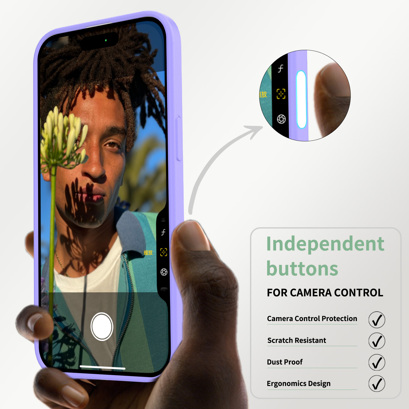 Magnetic Frosted Phone Case for iPhone , Transparent Shockproof Cover with Colored Camera Button