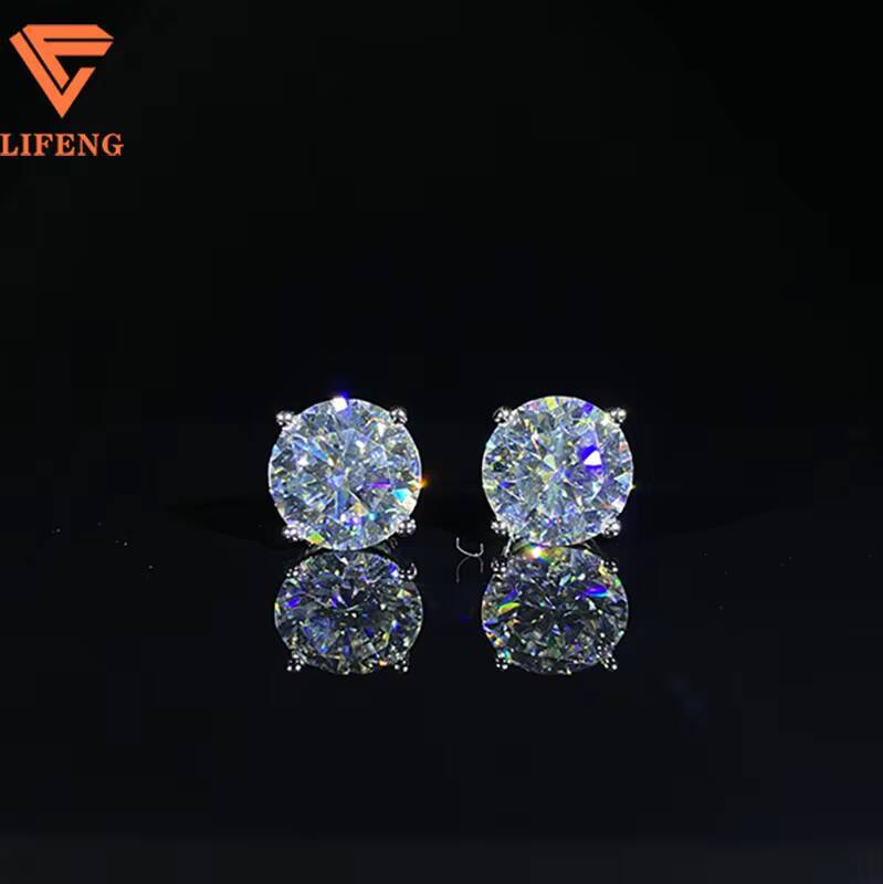 Wholesale Price 10mm 4ct Moissanite Stud Earrings 925 Sterling Silver VVS Moissanite Diamond Earrings for Men Women