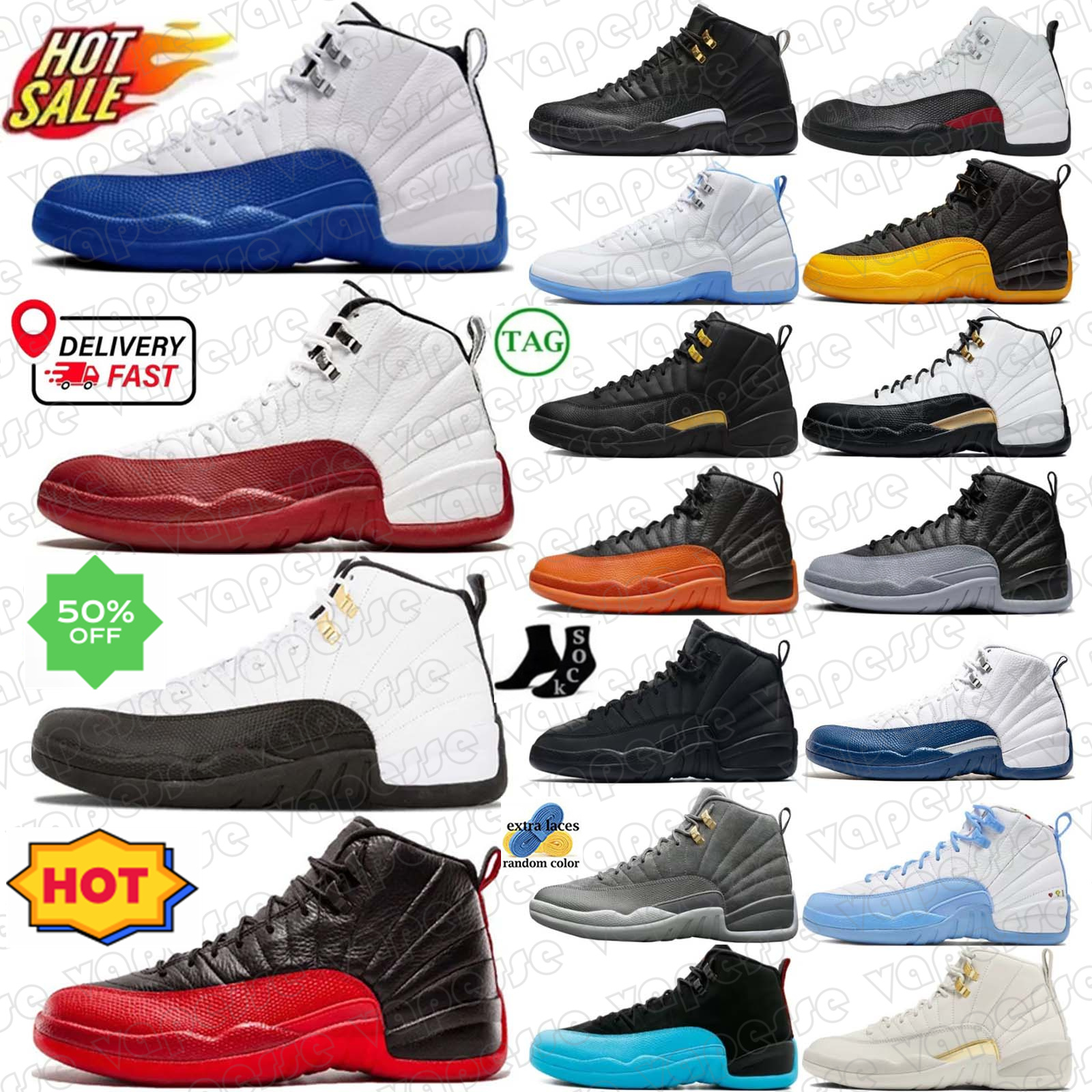 sneaker basketball shoes 12 Taxi rench Blue Flu Game Melo Playoffs Pearl Pink Blue Reverse Flu Game Black University Gold Royalty Taxi Blueberry ndigo mans sneakers