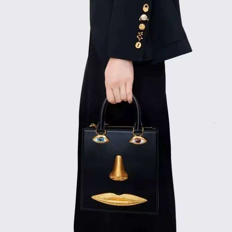 Fashion Gold Metal Face Pattern Women Handbags Designer Vintage Lady Evening Party Bag Luxury Pu Leather Shoulder Crossbody Bags
