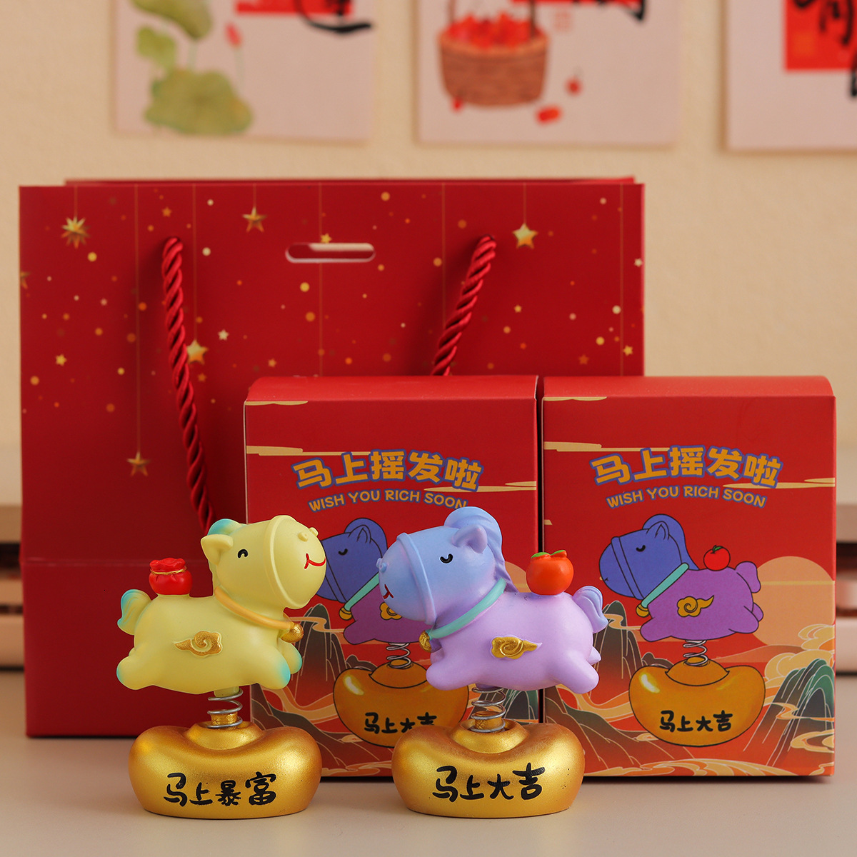 Home Decor Objects Zodiac Little Horse Ornament Creative Mascot Home Office Desktop Decoration Red Trojan Horse Cute Style