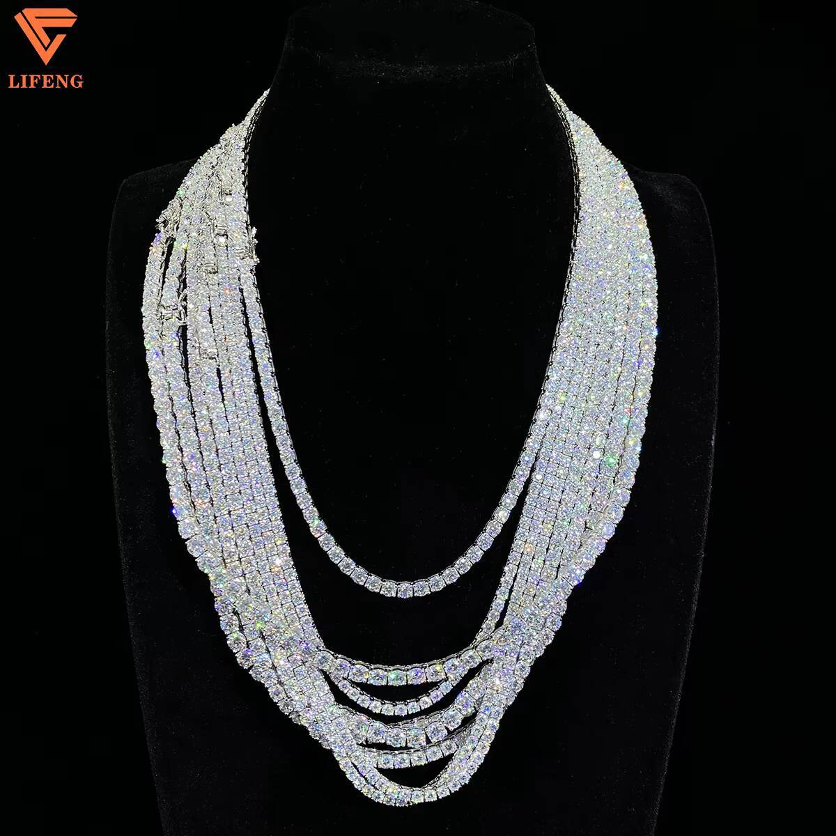 6mm Luxury Classic Hot Sale Moissanite Tennis Chain Tennis Necklace S925 Silver Tennis Chain Hip Hop Mens Moissanite Chain