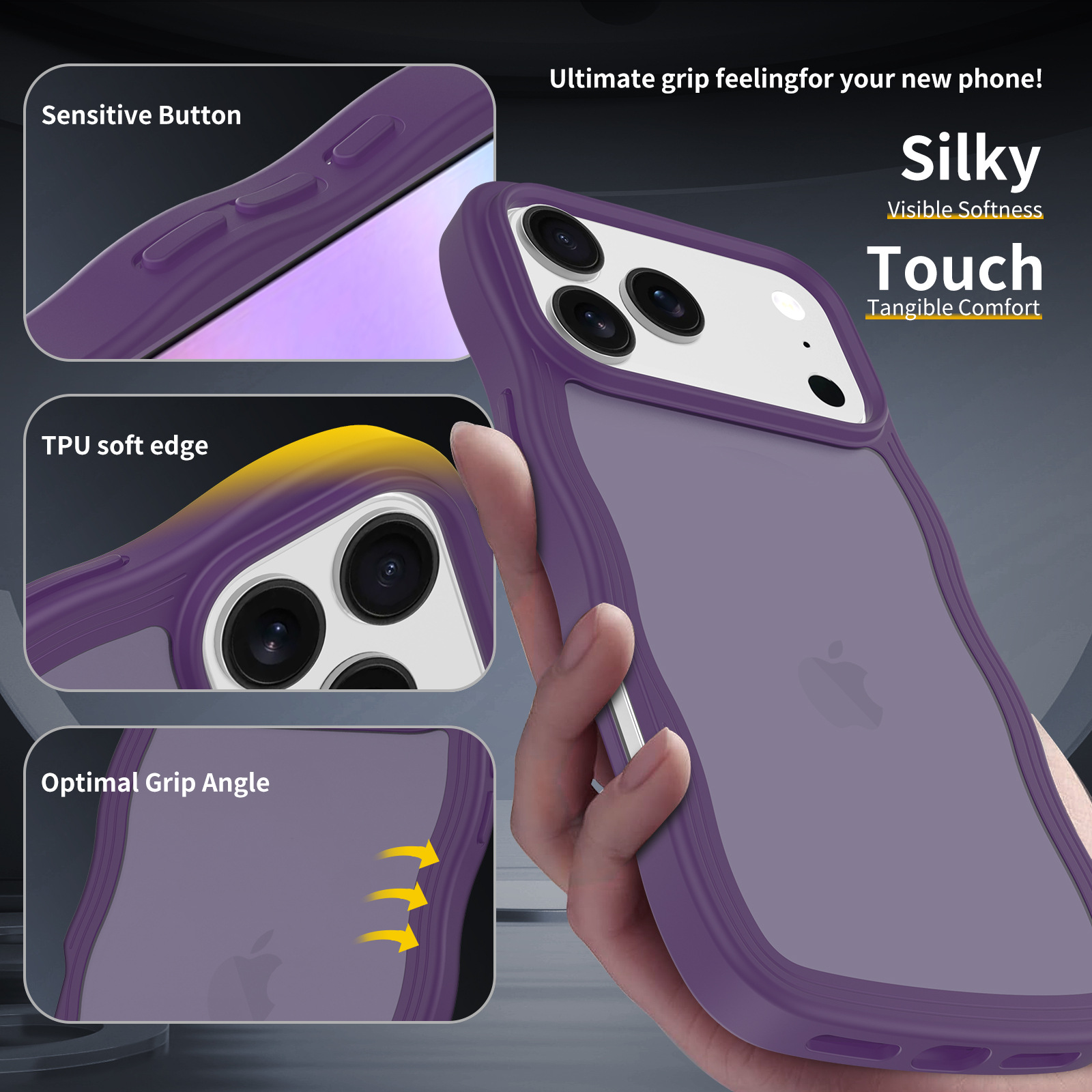 Wavy Edge Frosted 2-in-1 Phone Case for iPhone 17 Pro Max, Shockproof Cover
