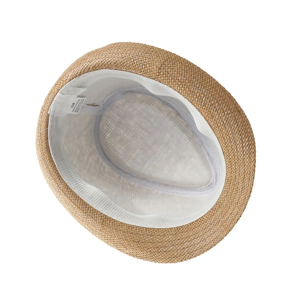 Unisex Fashion Beach Sun Cap Summer Wide Brim Straw Panama Cap Casual Jazz Dress Hat Cowboy Fedora Hat Gangster Cap 260327