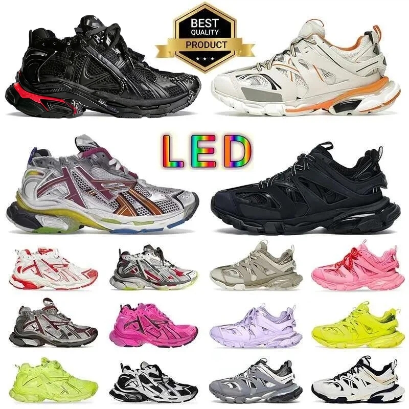 Track LED Casual Light 3 3.0 Sneakers 7.5 7.0 Runner Men Women Grey Blue Gomma Leather Beige Tripler Black Pink Trainer Nylon Printed Platform for Trainers Shoes