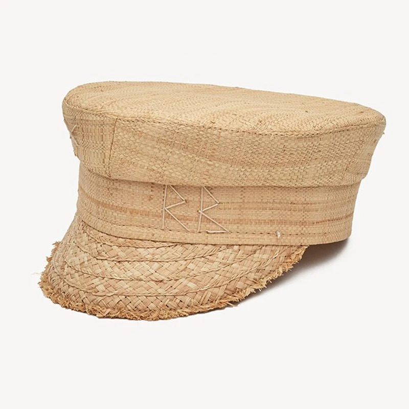 Women Summer Cpas Straw sboy Cap Letter Embroidered Flat Visor 260402