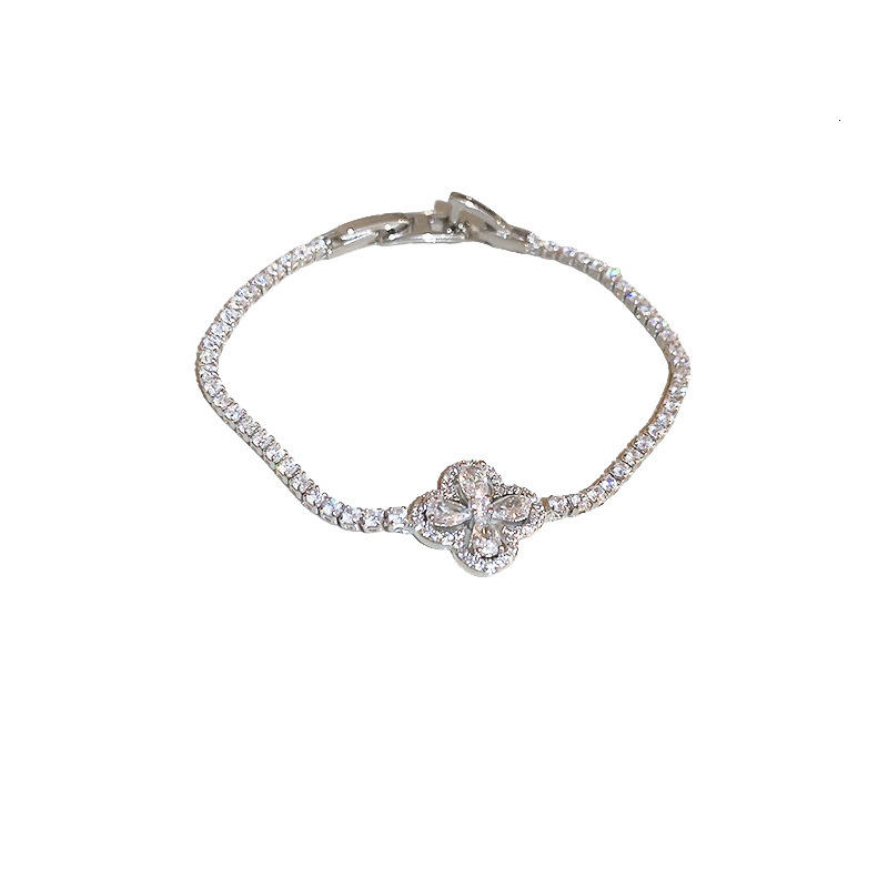 Designer Jewelry - Zircon Flower Geometric Shape Bracelet - Personalized Design Clasp Bracelet - Fashionable Trend Women's Jewelry