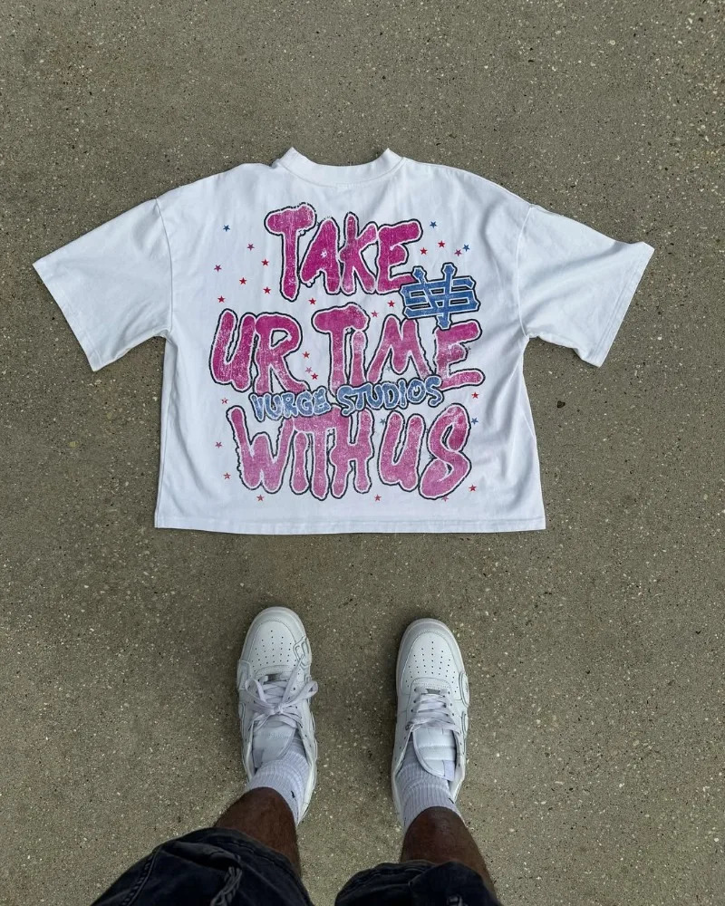 Y2K Trendy Mens Cotton T-Shirt graphic t shirts Casual Couple Matching Shirt Vintage Streetwear Top 260402
