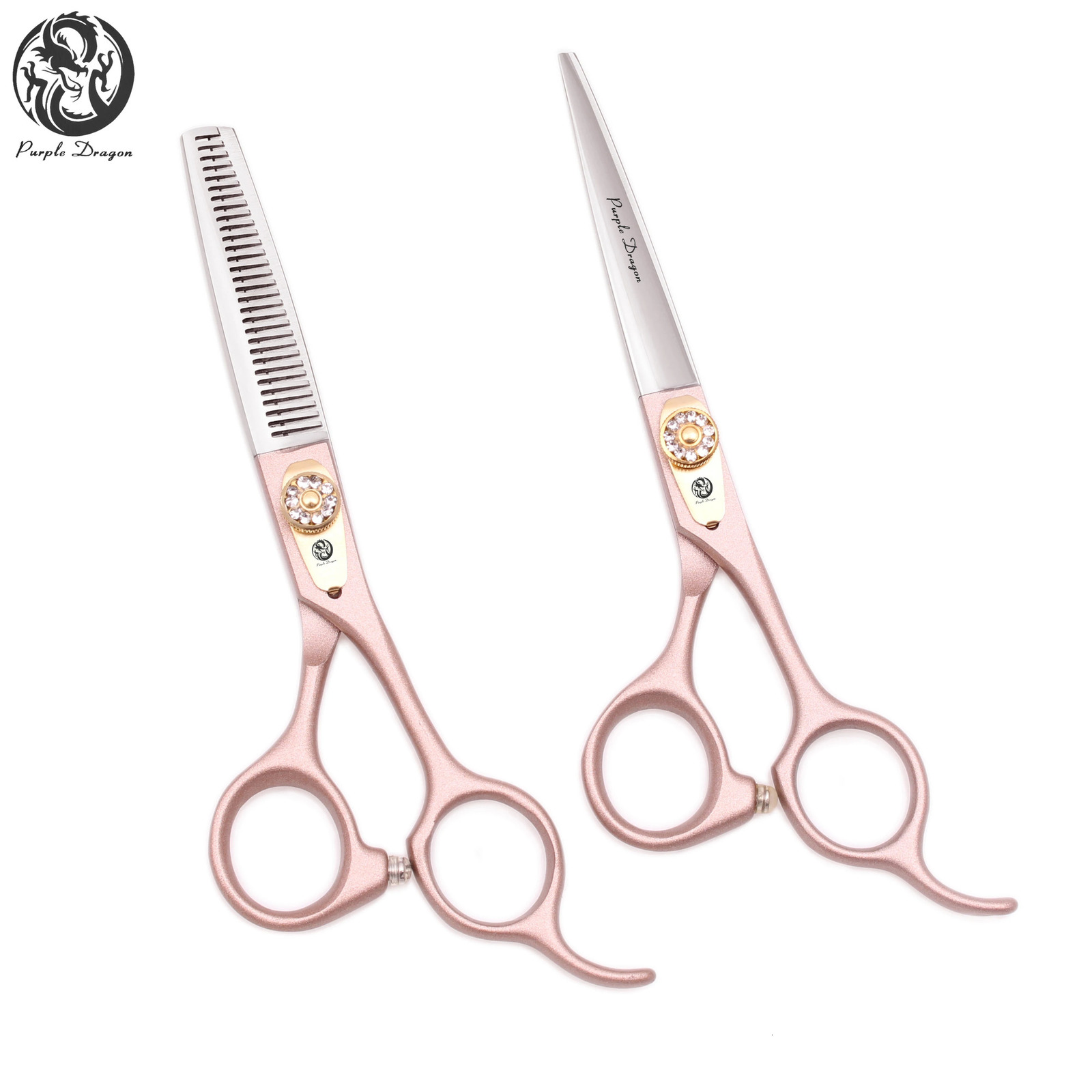 Hair Scissors 440C Japanese Stainless Steel, Ergonomic Handle Rose Gold Haircut Shears 16-19.5 in 260402