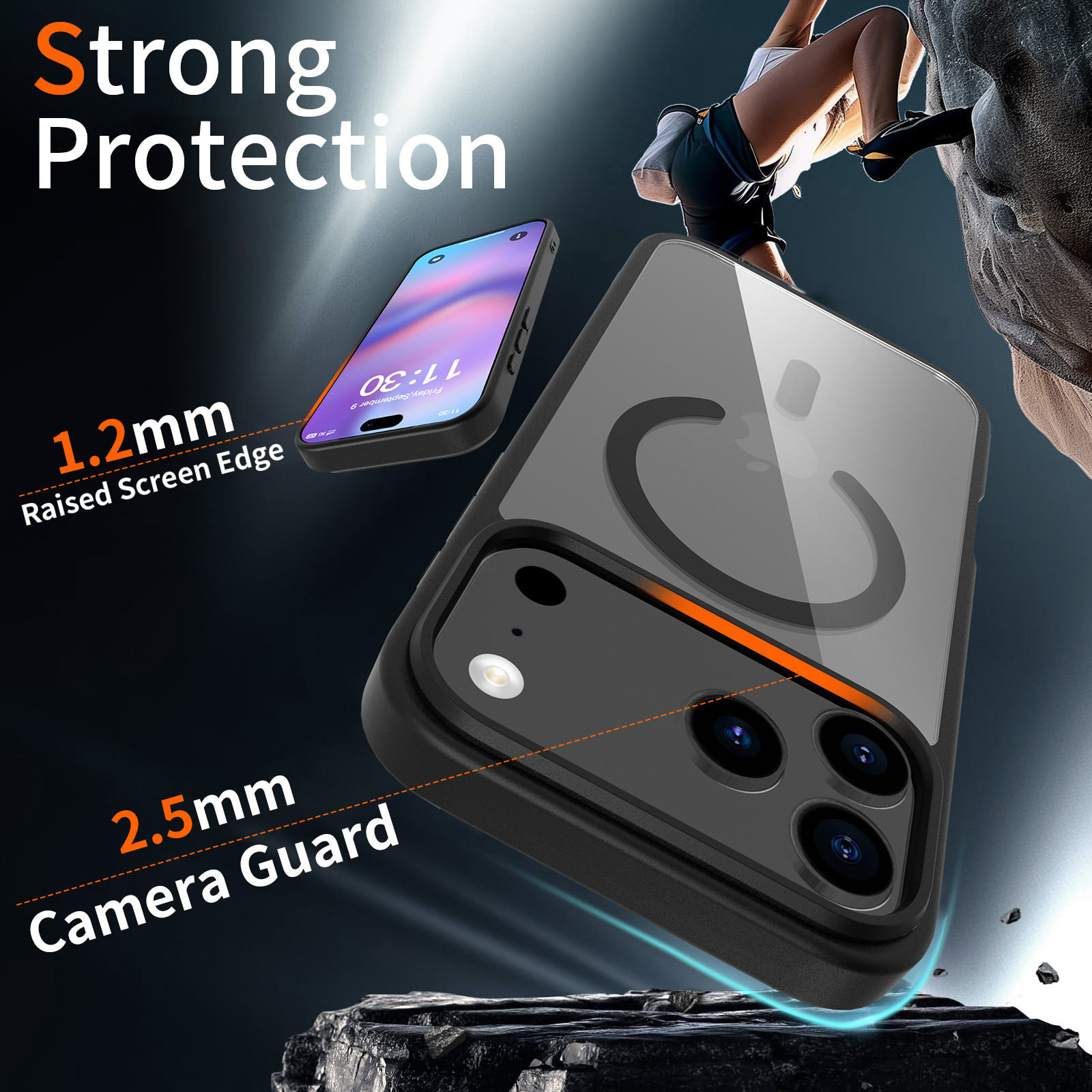 Frosted Transparent Color Block Phone Case for iPhone 17, Skin-Friendly Soft Cover for 16 Pro Max