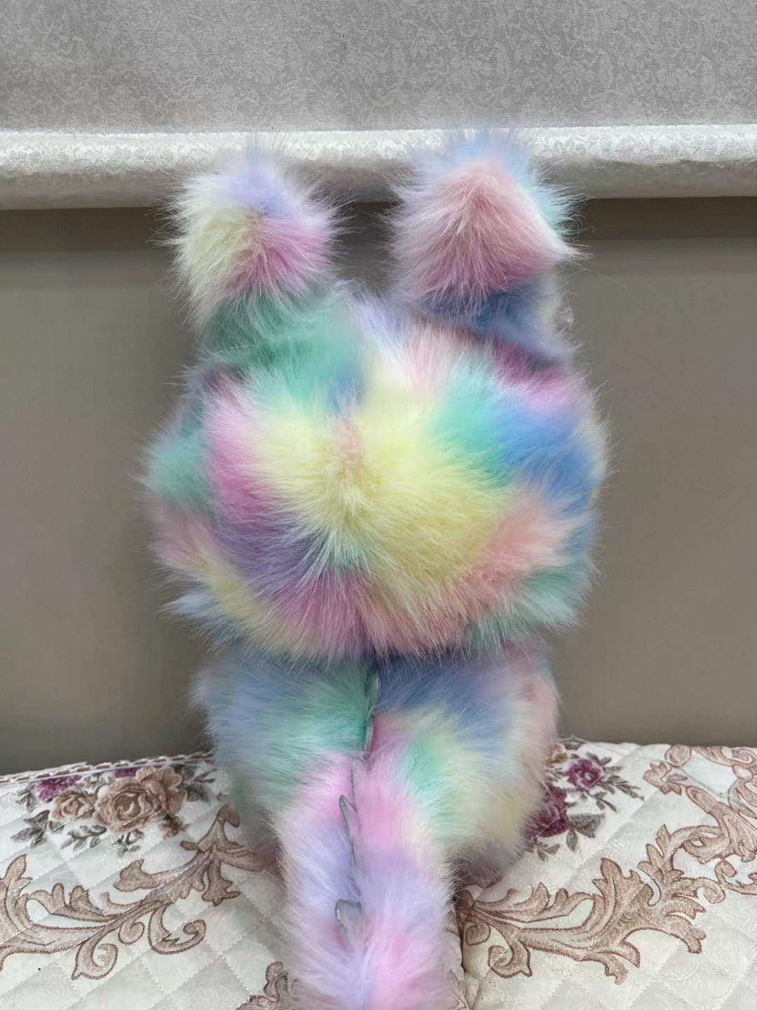 Rainbow Gradient Labubu ZIMOMO Face Stickers Plush Toy Vinyl Face Large Stuffed Doll Collectible Gift