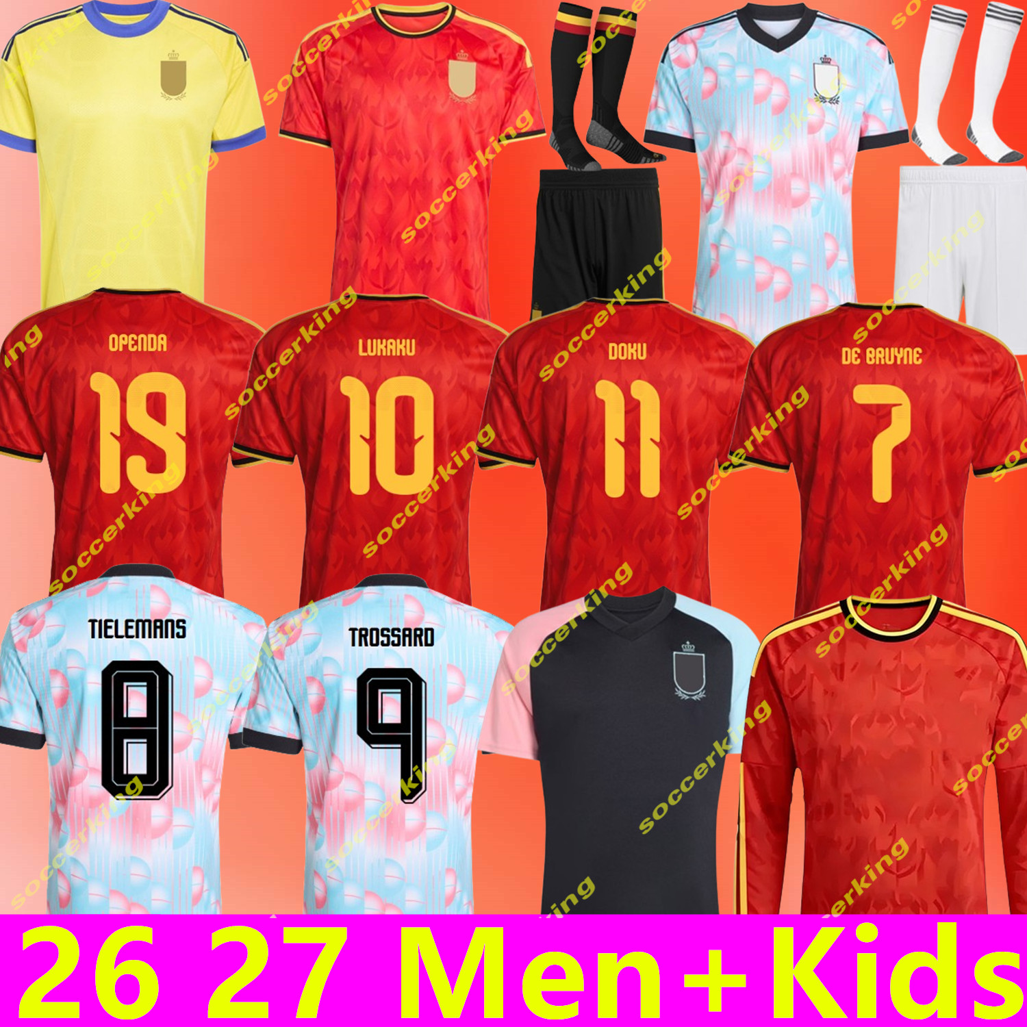 26 27 Belgium World Cup Soccer Jerseys DE BRUYNE TIELEMANS DE CUYPER Football Shirts DOKU TROSSARD National Football Team OPENDA football kits FOFANA RASKIN Men Kits