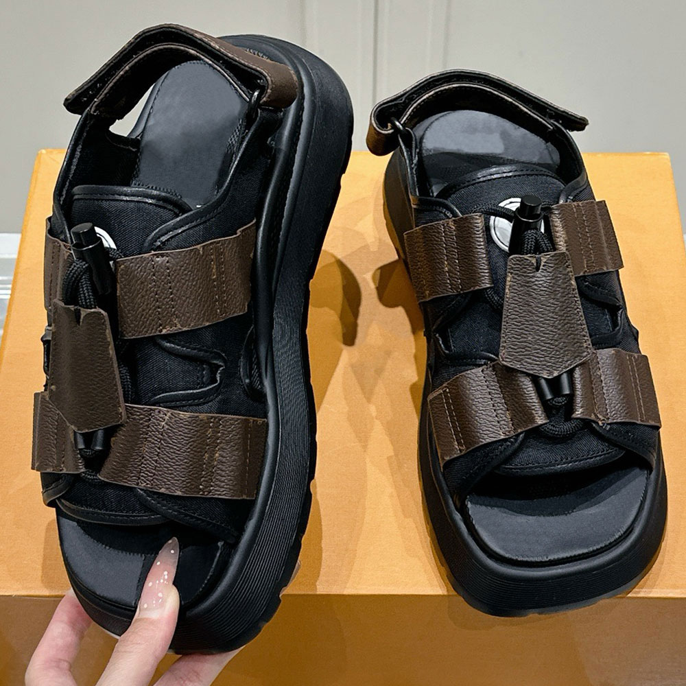 Luxury Womens Comfort Sandal platform sandal designer sandals Signature Rubber outsole canvas and suede calf leather 2025 fashion show sandal high quality