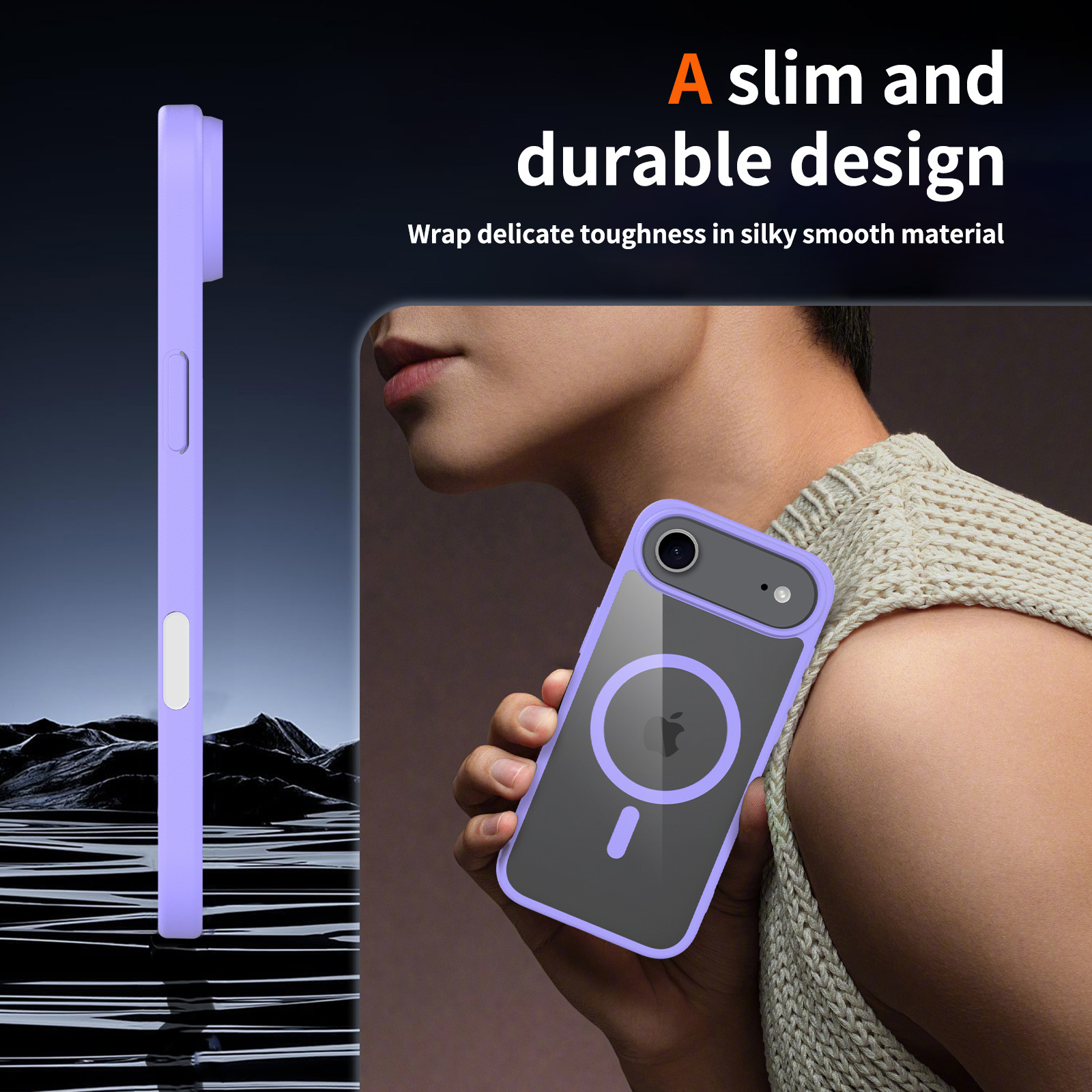 Magnetic Frosted Phone Case for iPhone , Transparent Shockproof Cover with Colored Camera Button
