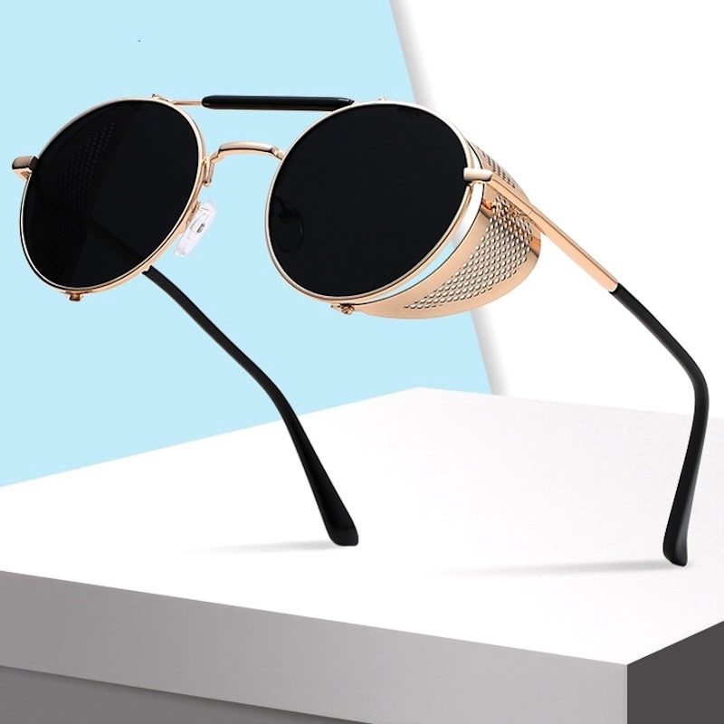 Trendy Retro Steampunk Sunglasses Men Brand Designer Round Steam Punk Alloy Sun Glasses Goggle For Women UV400 Gafas de Sol CB Fashion Accessories