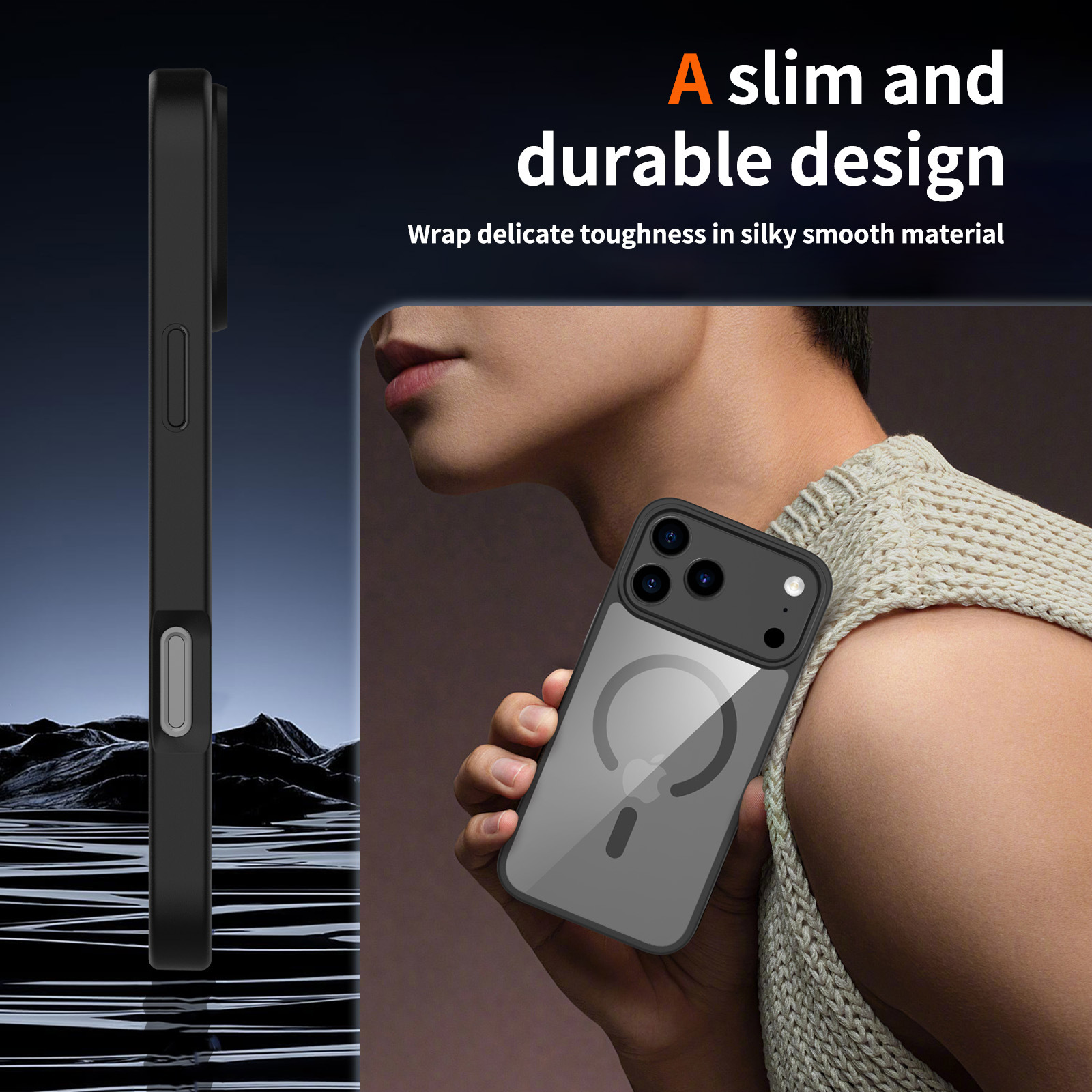 Frosted Transparent Color Block Phone Case for iPhone 17, Skin-Friendly Soft Cover for 16 Pro Max