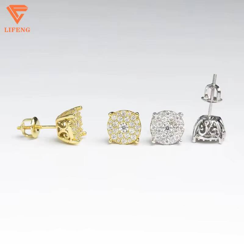 Luxury Jewelry D VVS1 Diamond Moissanite Earrings Halo Stud Push Back 925 Sterling Silver Earrings for Women Girls