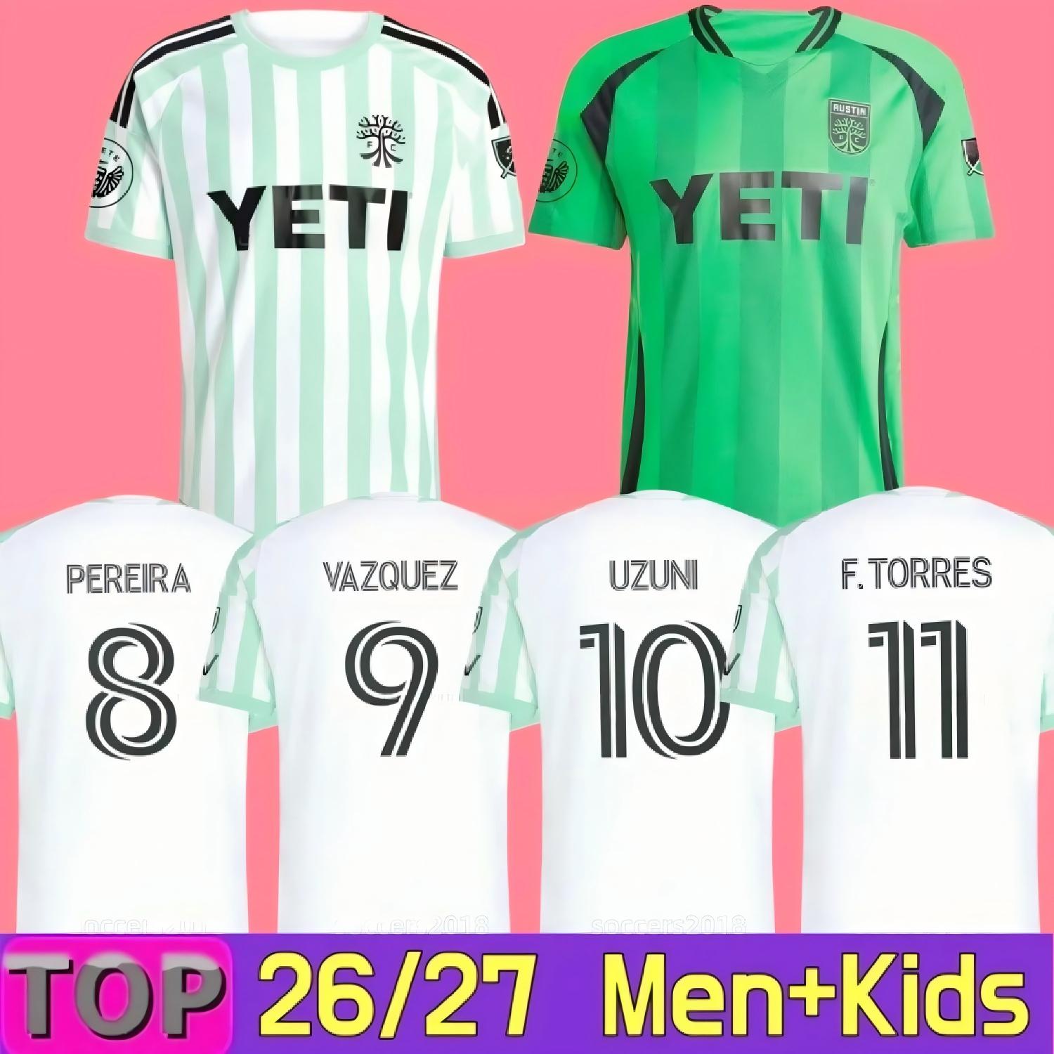 25 26 27 Austin FC Soccer Jerseys UZUNI VAZQUEZ F.TORRES PEREIRA WOLFF GALLAGHER DESLER BUKARI 2025 2026 2027 Home Away goalkeeper football shirt men kids kit 77