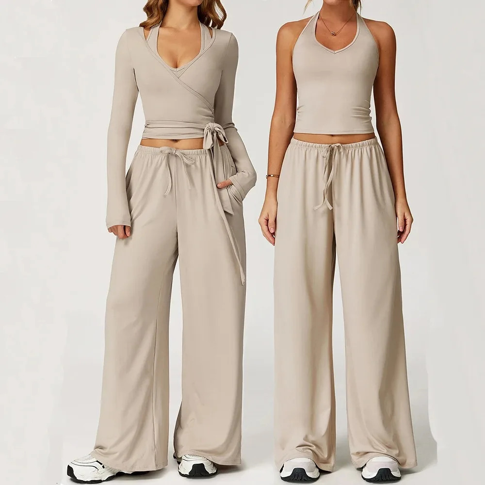 23PCS Winter Yoga Set Sports Outfits Gym Fitness Tracksuit Women Long Sleeve Shirts Loose Pants Workout Sets Suit 260331