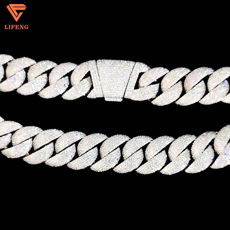 Custom 20mm Big Size Hip Hop Platinum Necklace 925 Silver Cuban Link Chain Moissanite Diamond Charms Mens Wedding Gift Trendy
