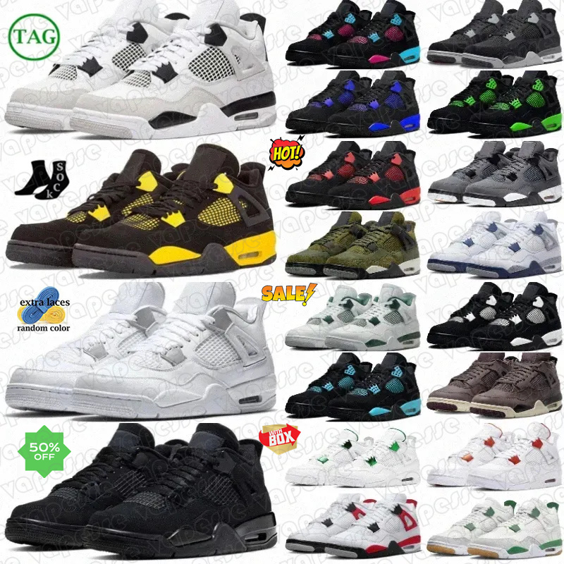 Basketball shoes sneakers 4 4s Lakers Black Cat light Club White Cement Navy Valentines Day Sierra Red Cave Stone Bred Reimagined Military Blue mens womens sneaker