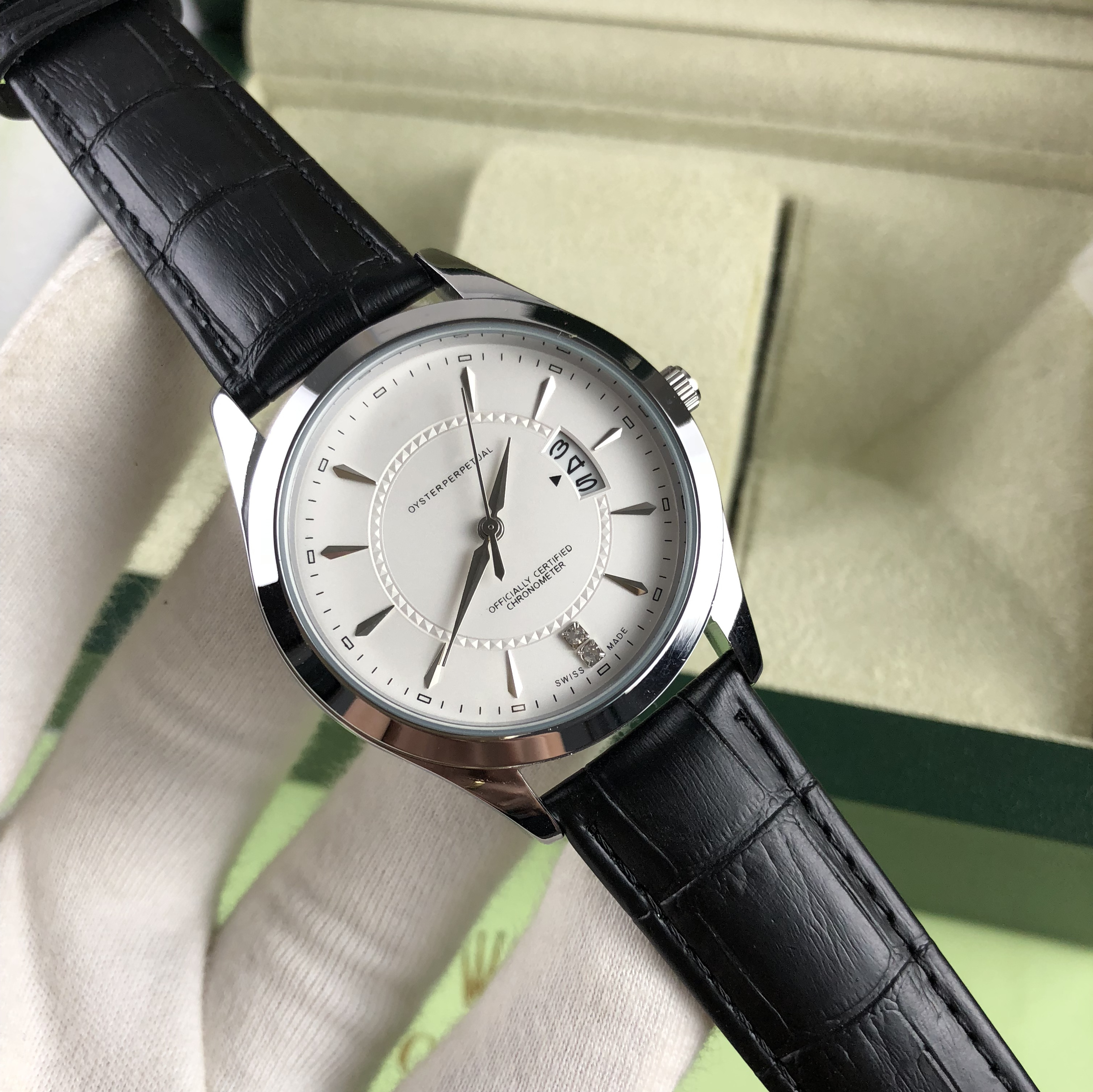 High quality mens women watches quartz movement watch dial work chronometre wristwatch leather strap stainless steel case waterproof montre de luxe #1899