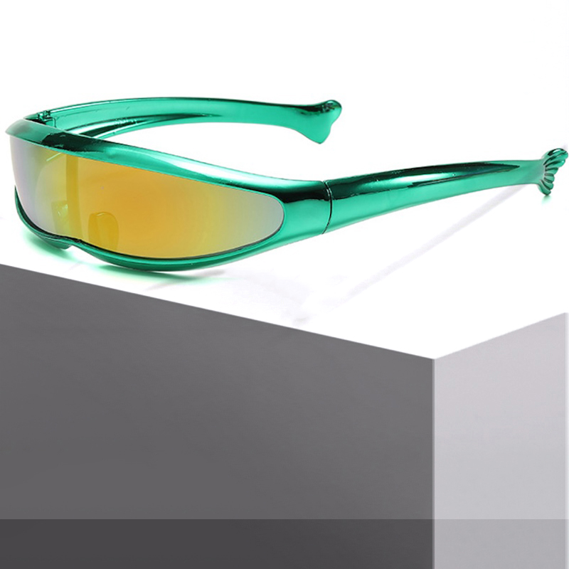 Futuristic One-piece Mirror Personalized Electroplated Sunglasses Women Men Y2K Steampunk Goggles Rave Party Glasses UV400 CB Fashion Accessories