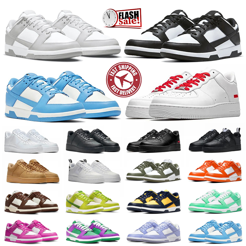 Designer shoes Mens Trainers Panda Black White Grey Fog One Running Shoes leather rubber Outdoor shoes Womens Sports Sneakers chaussure Free shipping