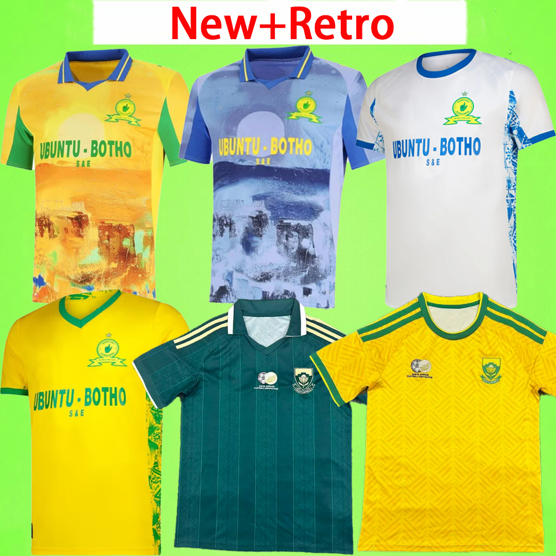 New + Retro Mamelodi Sundowns 2025 2026 Soccer Jerseys 25 26 home away kit maillot de football shirt South Africa uniform yellow white national team yellow green