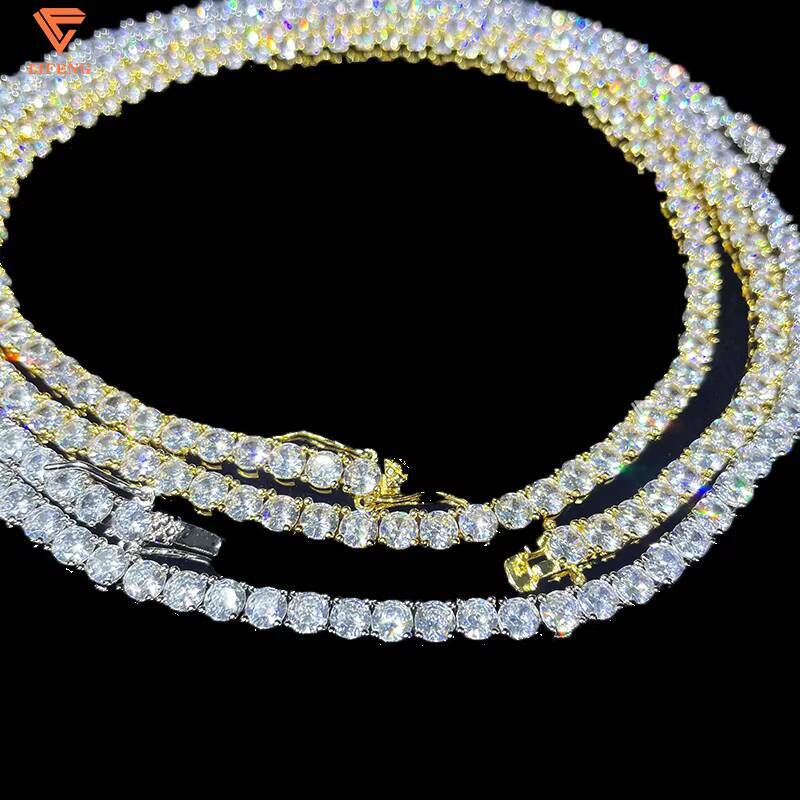 Wholesale Hip Hop Jewelry Fashion Iced Out 925 Sterling Silver Zircon Diamond Tennis Chain CZ Necklace for Men Women