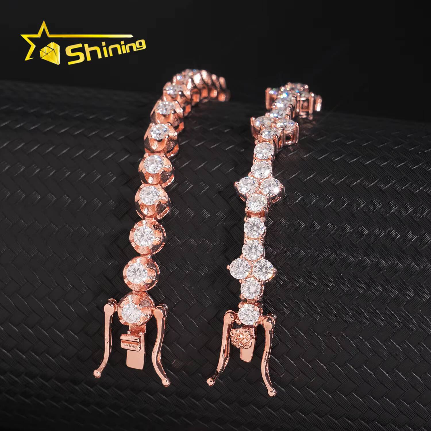 Hip Hop 925 Sterling Silver 3mm 4mm Cross Moissanite Tennis Bracelet Custom Iced Out VVS Moissanite Bracelet for Men Women past test