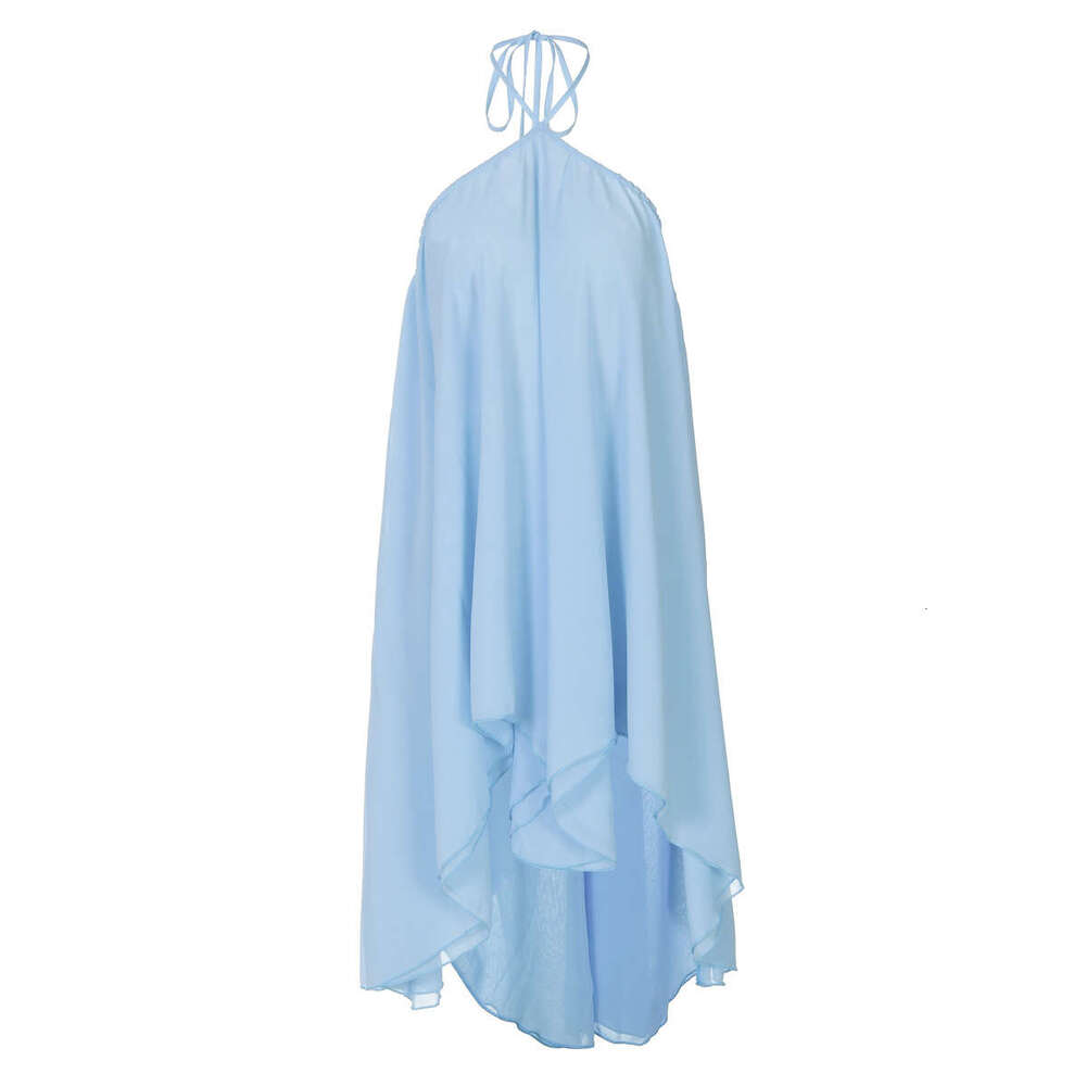 European and American women's summer new fashion pure desire backless low-cut lace-up mesh breathable loose strap dress for women